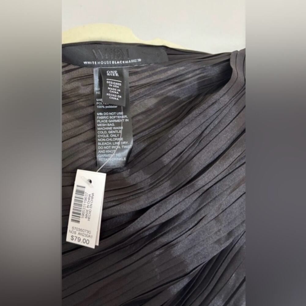 White House Black Market Black Pleated Sheen Wrap Scarf - Picture 5 of 9